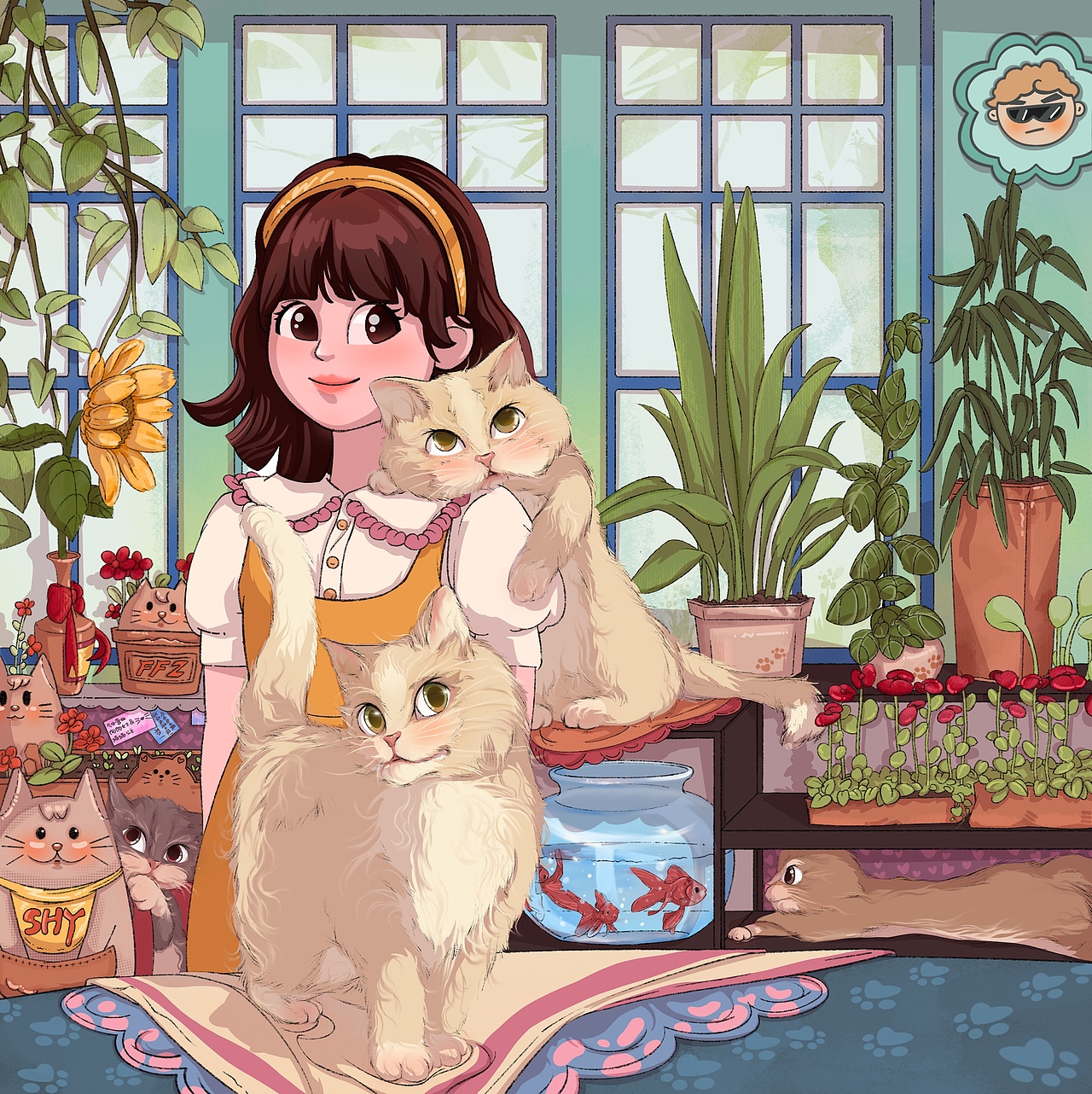 《猫咪之家》（图ZMzc2MzA3ODAw） - 艺术插画 - 站酷设计师狮豆豆原创素材 - 站酷ZCOOL