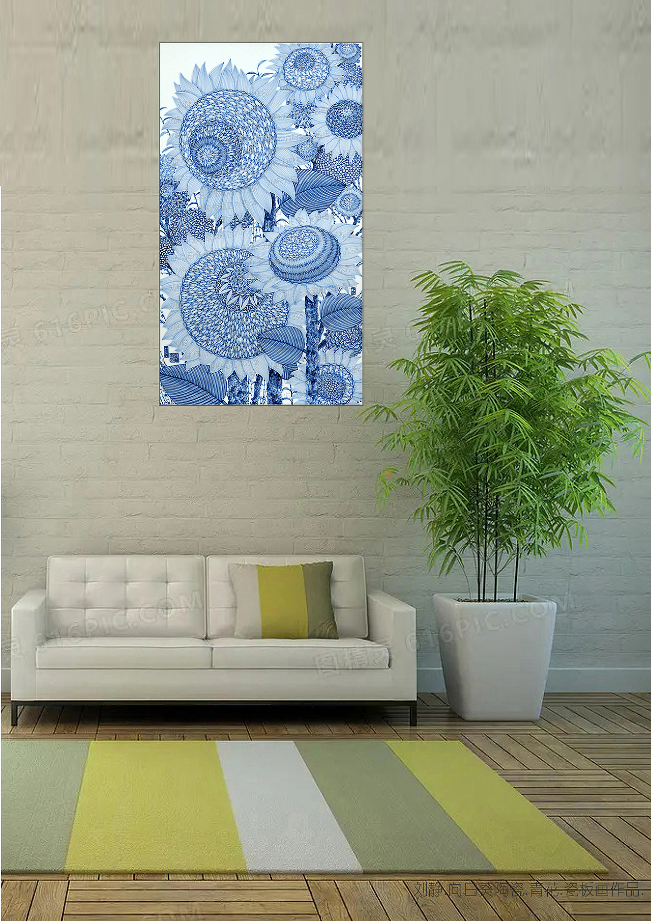 刘静.《向日葵》青花瓷板画.陶瓷艺术作品.景德镇绘制.（图ZMzc2MzA5NzMy） - 工艺品设计 - 站酷设计师刘静陶瓷艺术原创素材 - 站酷ZCOOL