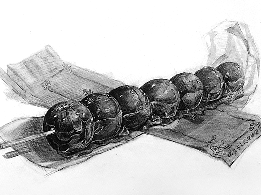素描糖葫芦绘画