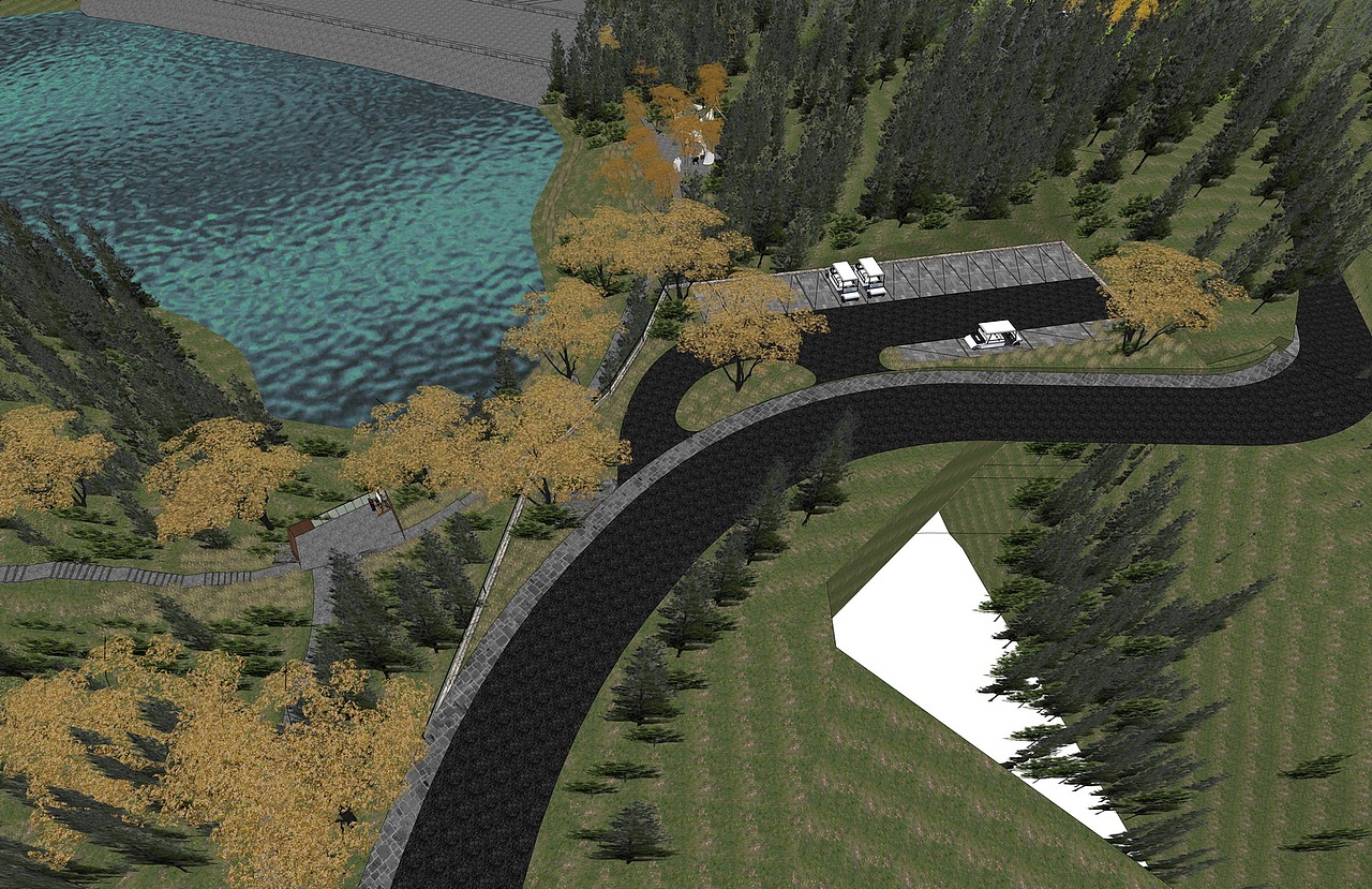 衡山沿湖景观SU模型下载