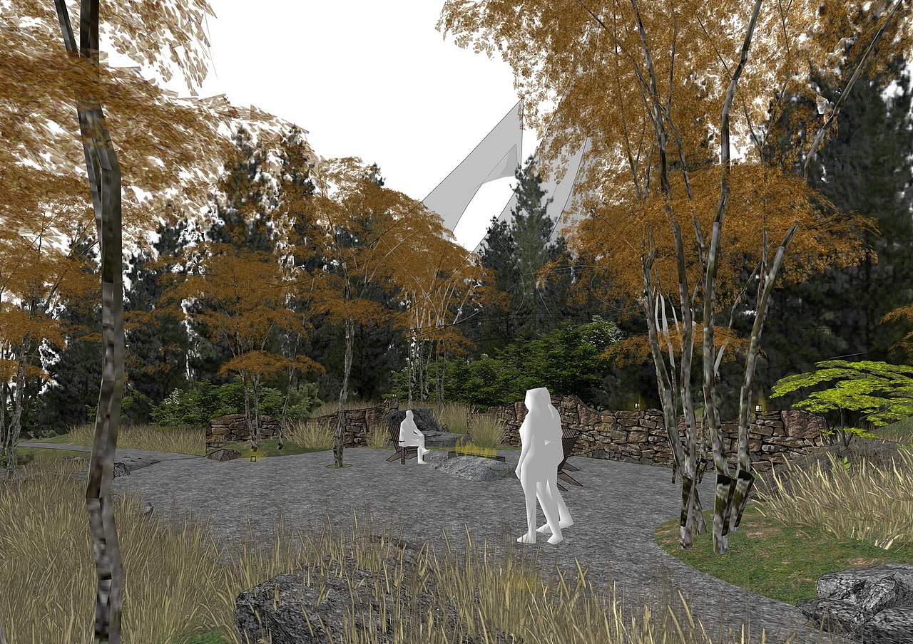 衡山沿湖景观SU模型下载