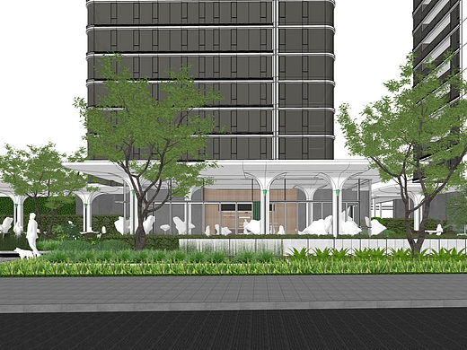 杭州绿城芝澜生活馆示范区景观SU模型下载