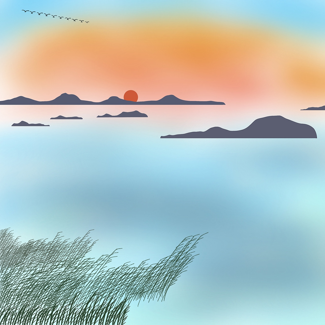 喜欢在夕阳和朗月下静静地坐着（图ZMzc2MzYwMjU2） - 商业插画 - 站酷设计师Z220955209原创素材 - 站酷ZCOOL