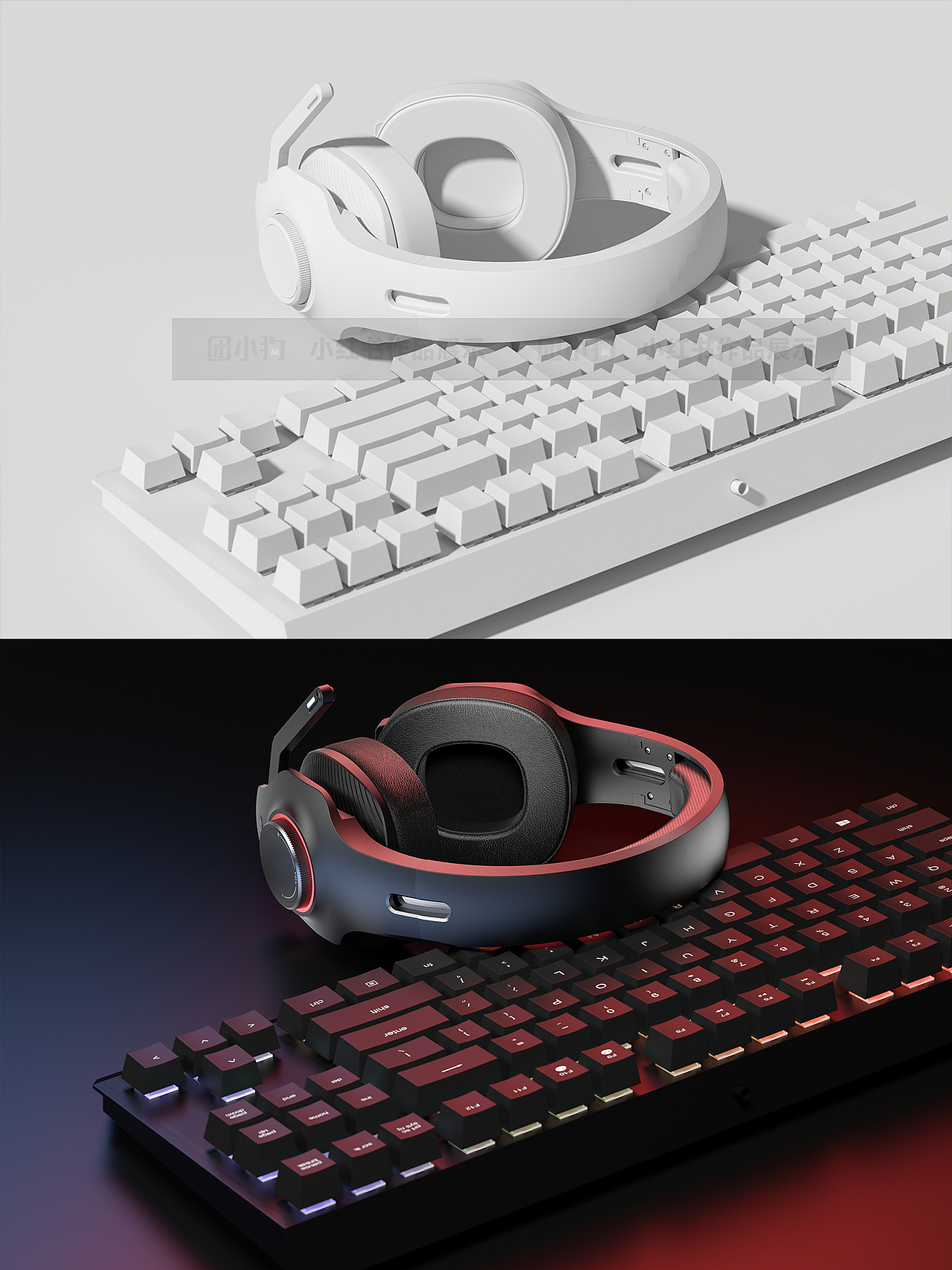 游戲耳機(jī)風(fēng)格 暗紅風(fēng)格 渲染設(shè)計(jì)（圖ZMzc2MzY0MDYw） - 產(chǎn)品 - 站酷設(shè)計(jì)師團(tuán)小狗C4D原創(chuàng)素材 - 站酷ZCOOL