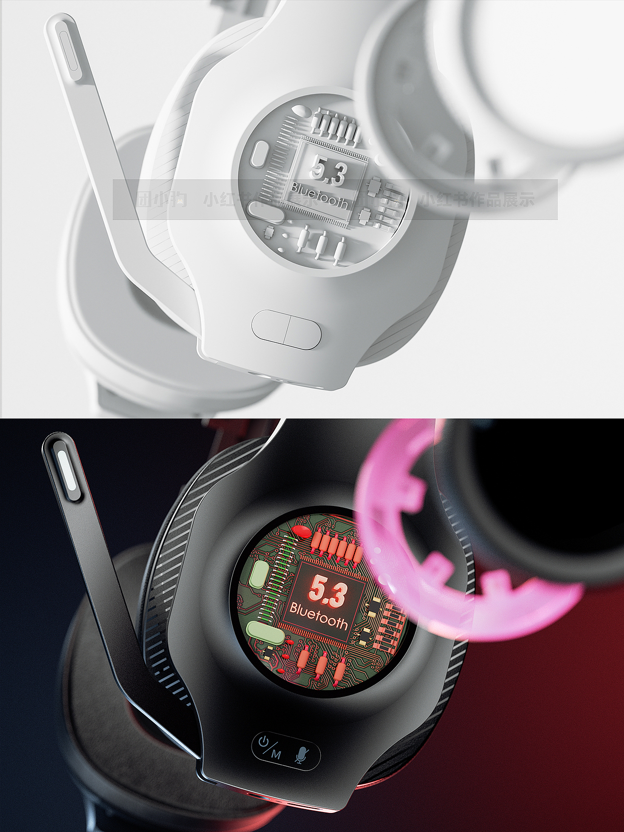 游戲耳機(jī)風(fēng)格 暗紅風(fēng)格 渲染設(shè)計(jì)（圖ZMzc2MzY0MDY0） - 產(chǎn)品 - 站酷設(shè)計(jì)師團(tuán)小狗C4D原創(chuàng)素材 - 站酷ZCOOL