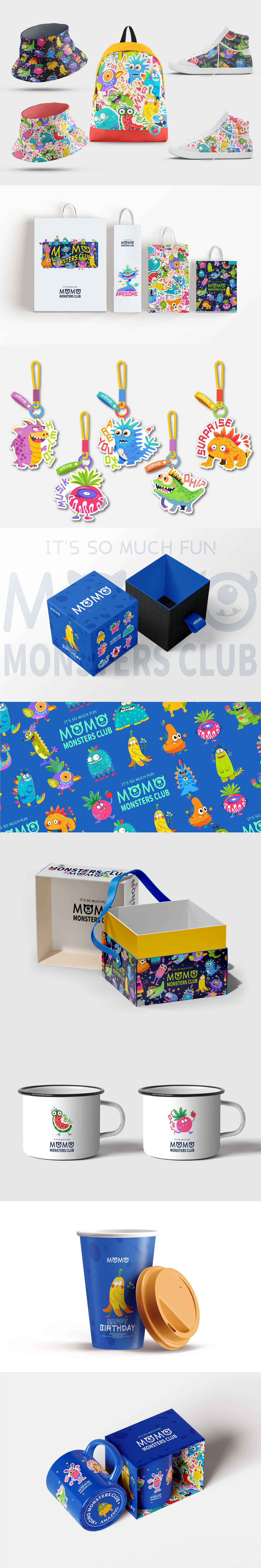 【MOMO怪兽俱乐部】30款卡通小怪兽图案印花矢量插画