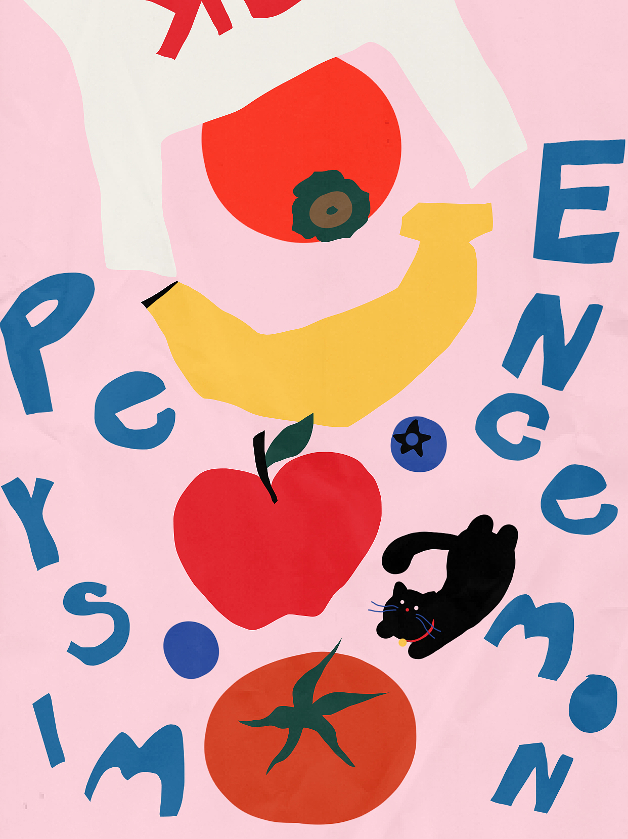 图案设计‖复古橙色柿子小猫系列插画