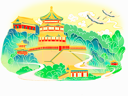 三张国潮小插画