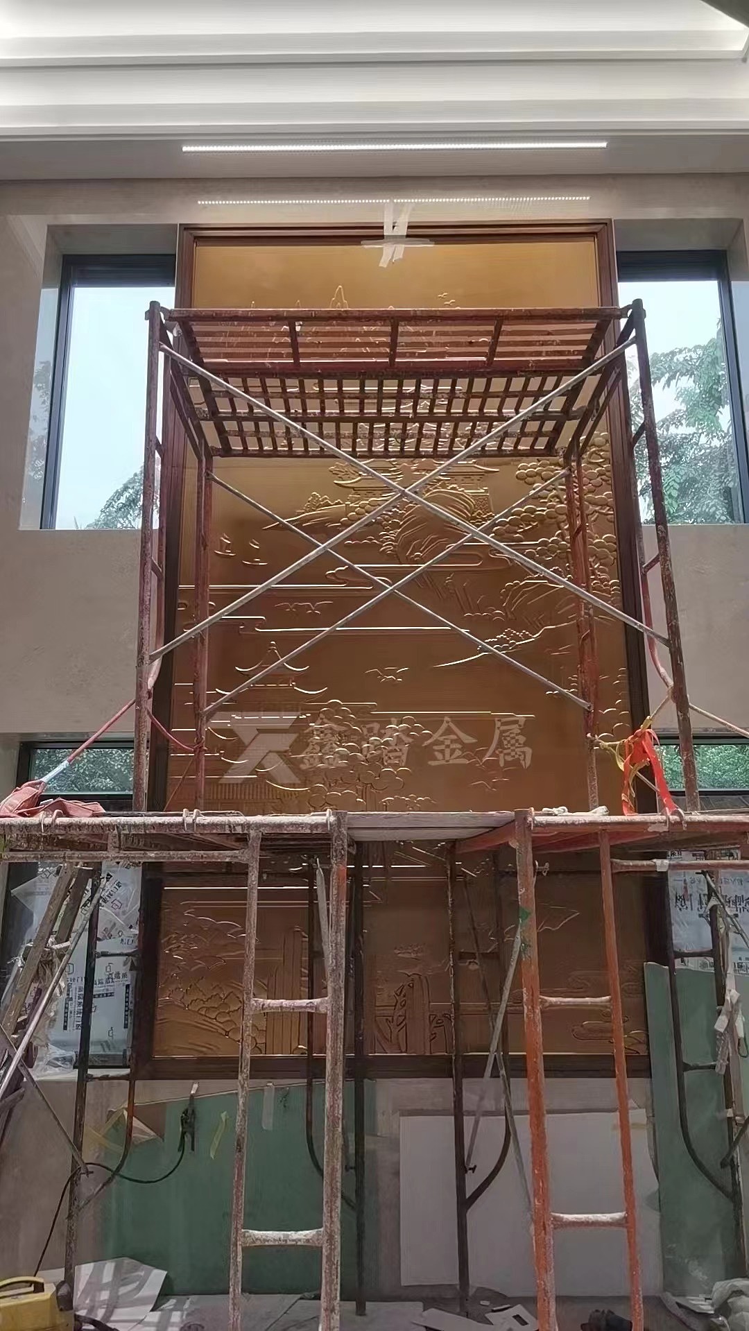 室内金属背景墙浮雕壁画 不锈钢仿古铜背景装饰定制