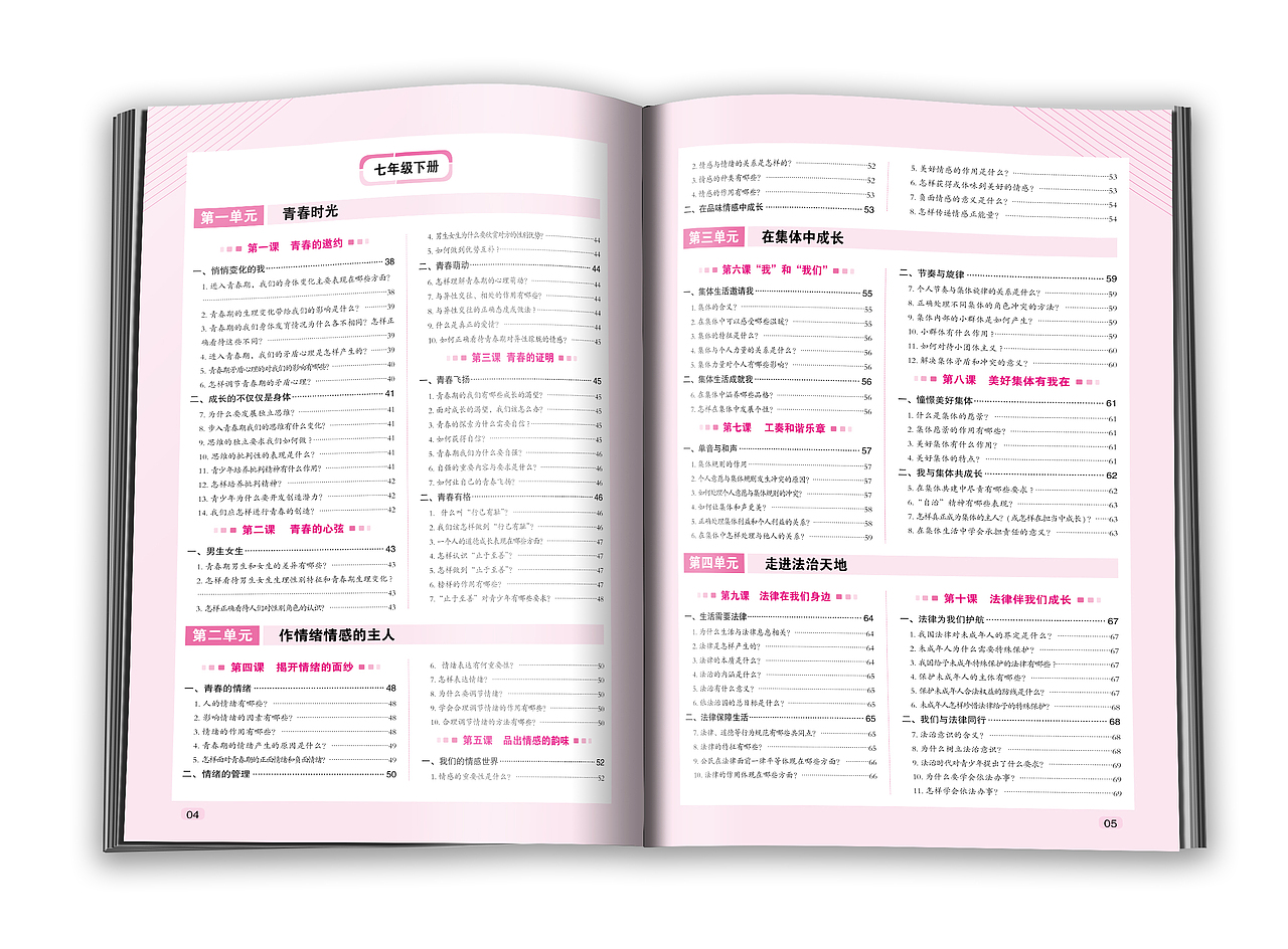 图书版式设计-初中道德与法治教材知识速查版式设计