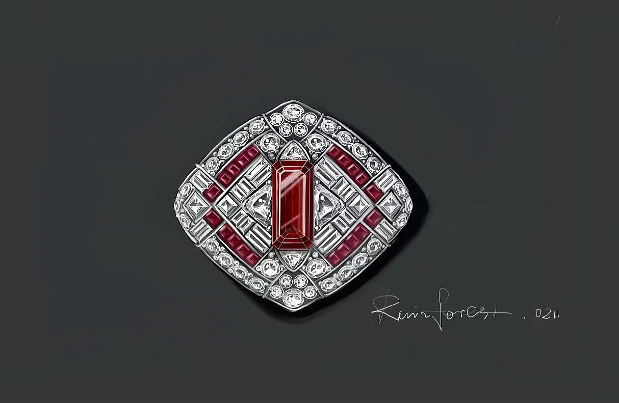 珠宝设计-复古红宝石戒指💍