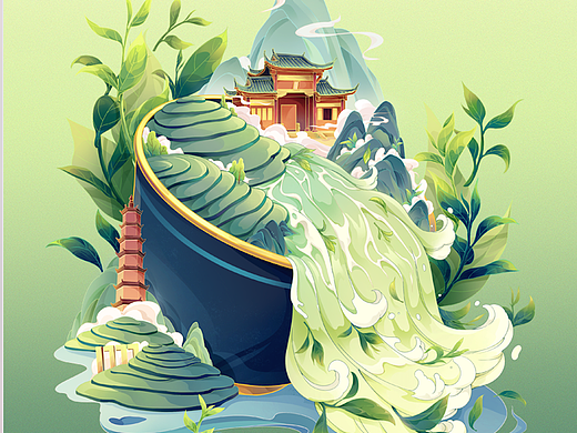 茶叶包装插画-霍山黄大茶