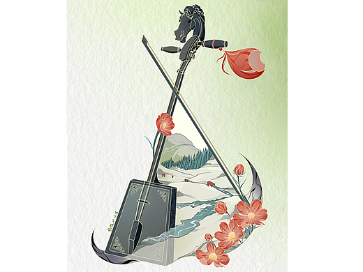 国风乐器插画系列：马头琴