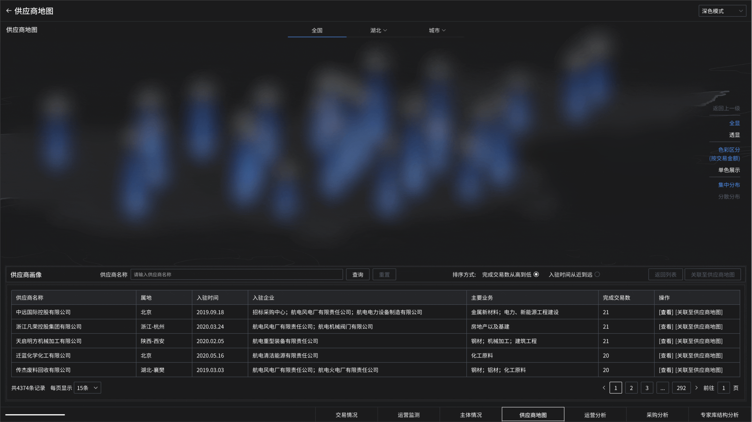 供应商地图(深色模式)- 进入下一层级