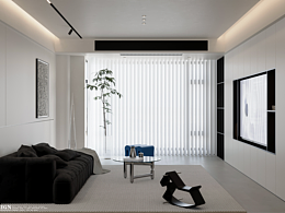 现代极简客餐厅—白龙马效果图