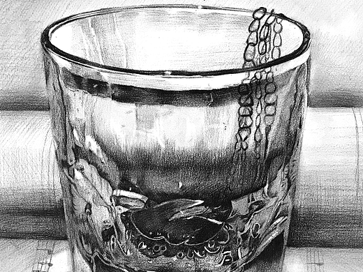 素描玻璃杯绘画