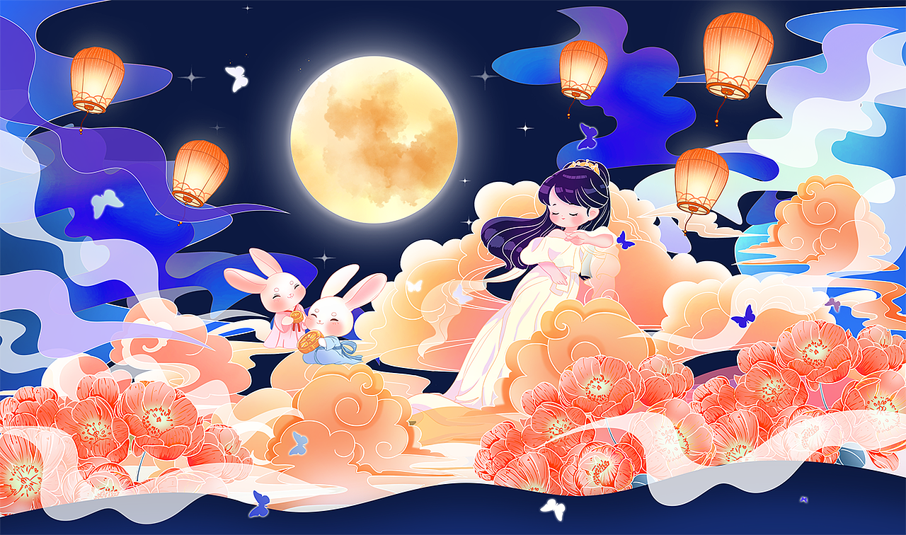 月满中秋国潮商业插画（图ZMzc2NjA2NzA0） - 商业插画 - 站酷设计师长耳朵原创素材 - 站酷ZCOOL