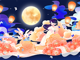 月滿中秋國潮商業(yè)插畫