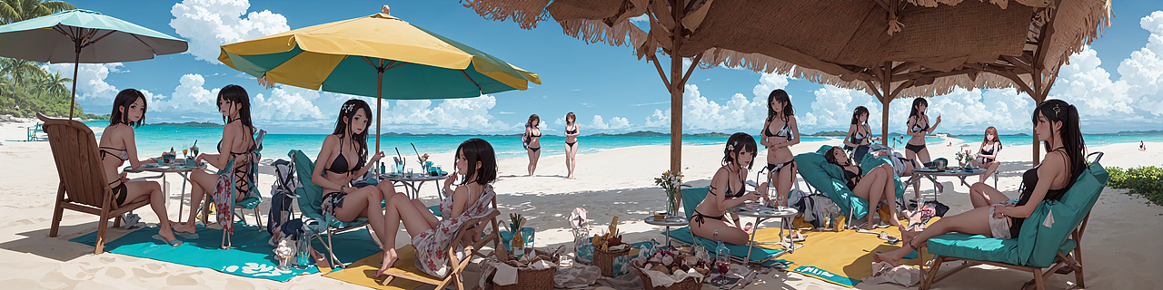 海边夏日聚会8K（图ZMzc2NjEyNzI0） - 艺术插画 - 站酷设计师柯叽呀原创素材 - 站酷ZCOOL