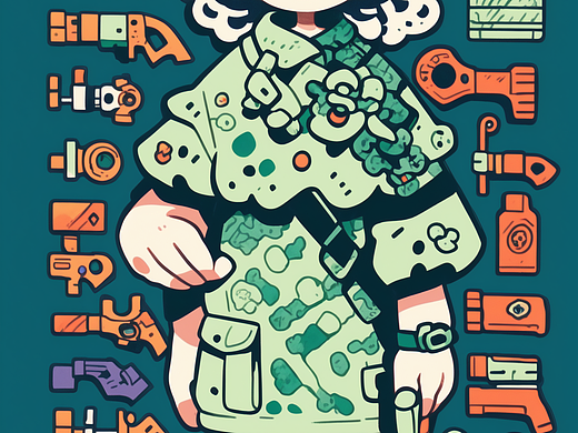 卡通系列拼接积木插画