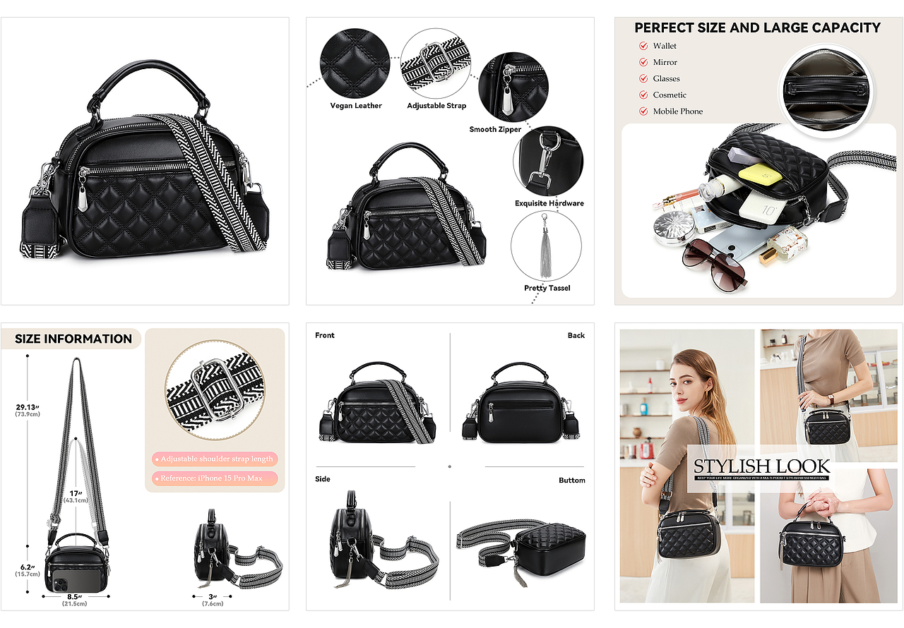 女士斜跨包/亞馬遜A+頁面（圖ZMzc2Nzk3NDQ4） - 電商 - 站酷設(shè)計師日常加油鴨原創(chuàng)素材 - 站酷ZCOOL