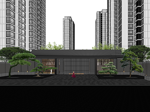 金沙国安天悦大区景观SU模型下载