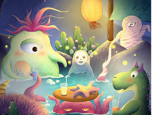 儿童插画——怪物的假期