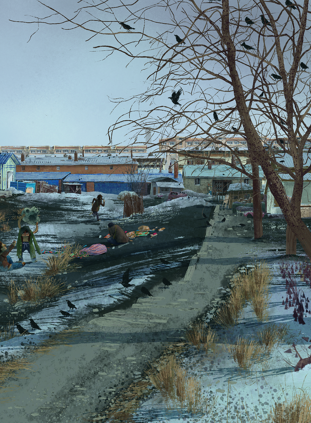 画了老家的一条河