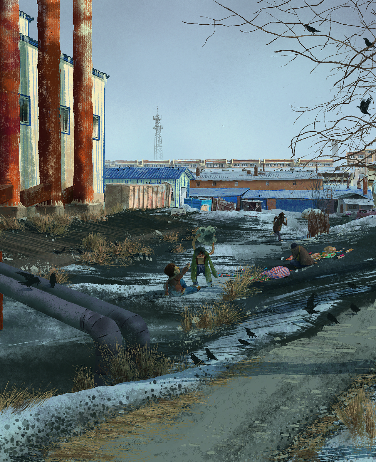 画了老家的一条河