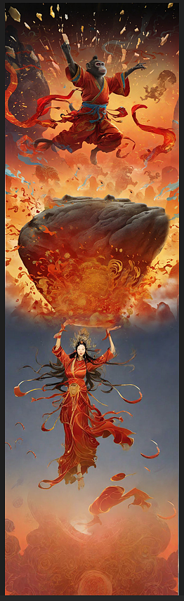 石猴出世-女娲补天（图ZMzc2ODY5NDU2） - 绘画 - 站酷设计师海潮如峰原创素材 - 站酷ZCOOL
