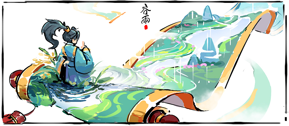 速涂《春季六景》春雨驚春清谷天（圖ZMzc2ODgxODI4） - 繪本 - 站酷設(shè)計師黑豹居居原創(chuàng)素材 - 站酷ZCOOL