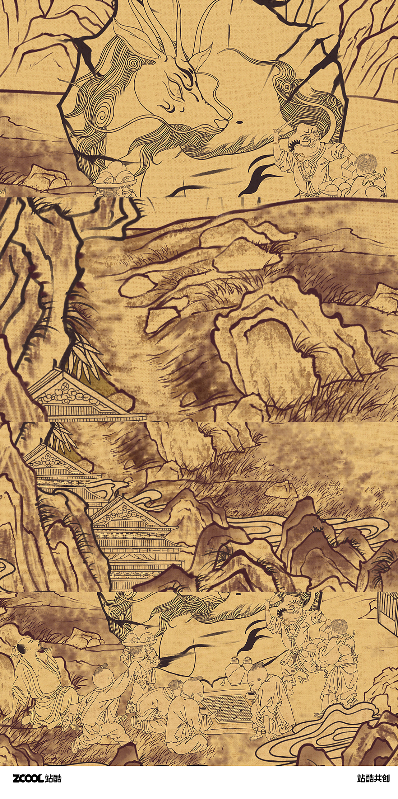 【山海经.夫诸】国风创意插画（图ZMzc2ODk0OTAw） - 海报 - 站酷设计师君竹ho原创素材 - 站酷ZCOOL