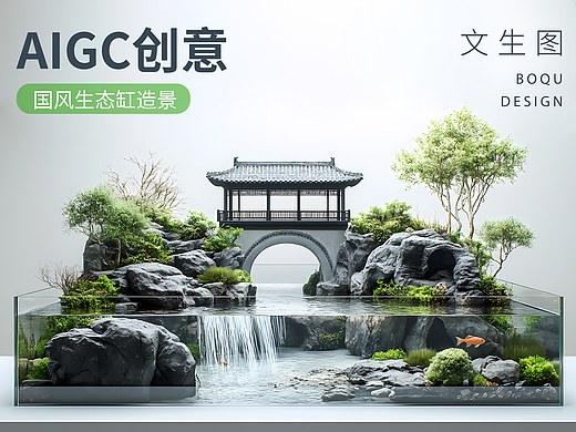 AI创意——国风生态鱼缸视觉设计