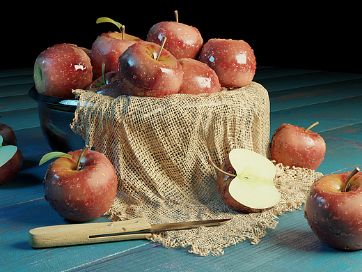 苹果刀子静物渲染练习