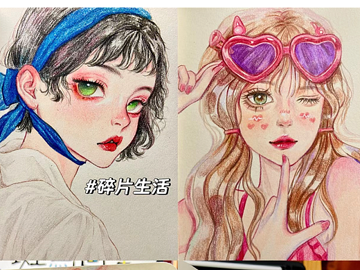 近期彩铅少女头像过程作品合集