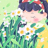 女孩捧着花躺在草地上扁平剪纸风运营插画（悬浮侧栏作者头像） - 原创素材 - 站酷设计师太阳小云原创素材 - 站酷ZCOOL