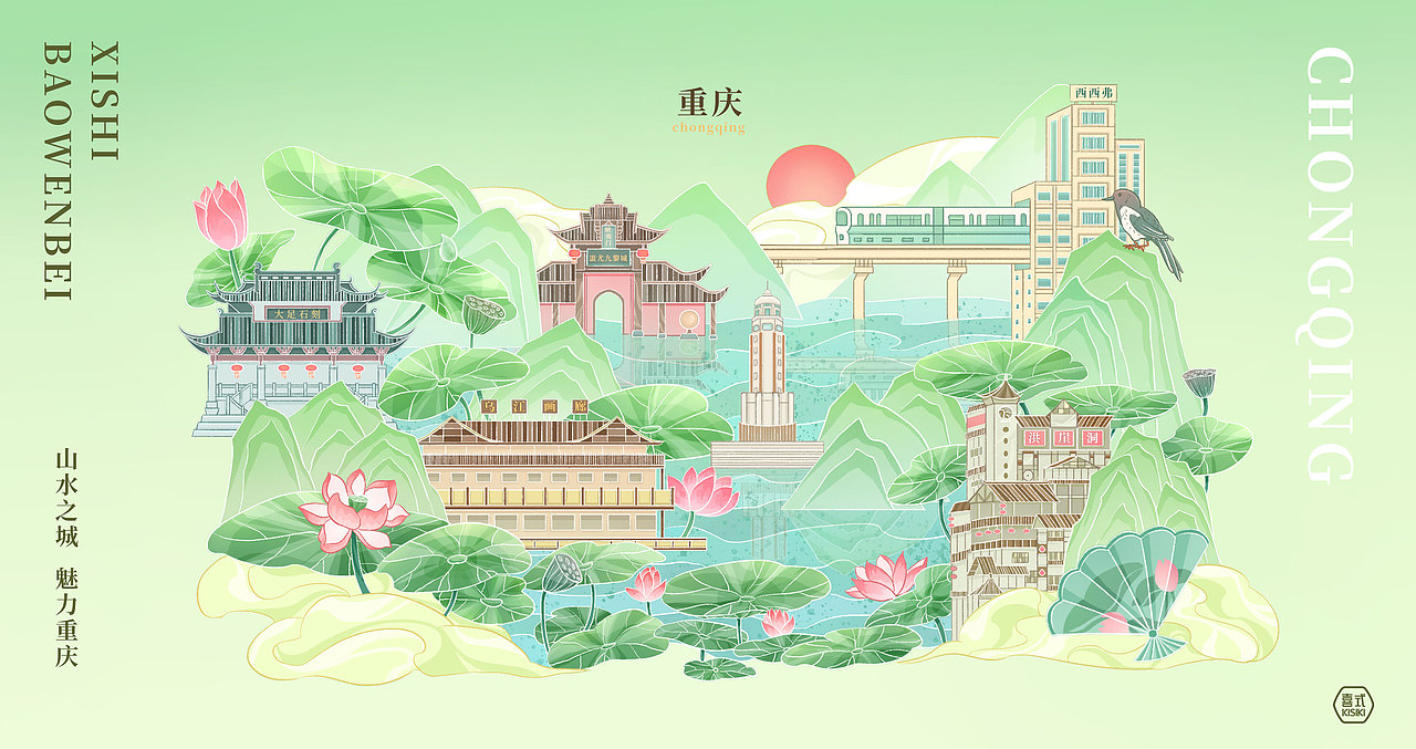 喜式保温杯城市系列杯贴