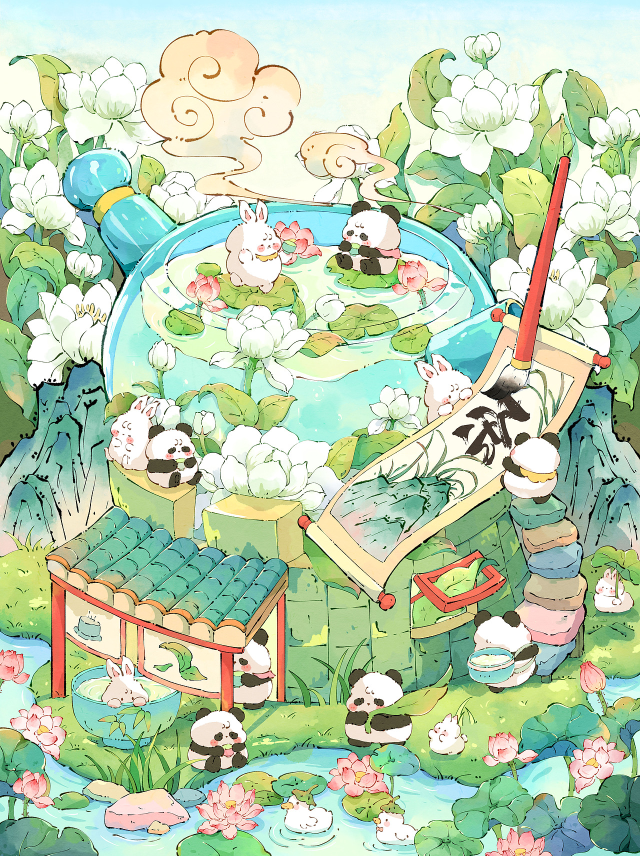 国风小熊猫合集（图ZMzc3MDUxMjQ4） - 儿童插画 - 站酷设计师我昏古七了原创素材 - 站酷ZCOOL