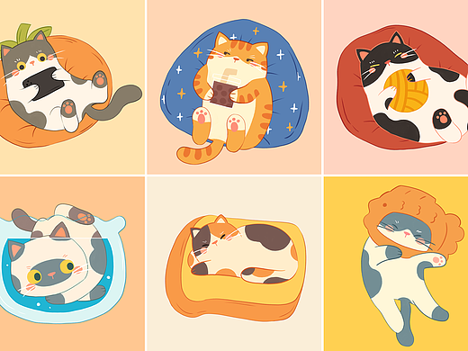 原创卡通动物猫咪插画合集