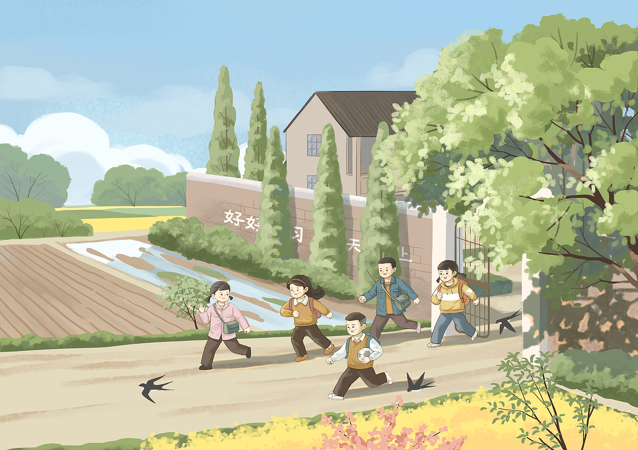 在希望的田野上（图ZMzc3MDkxNjI4） - 儿童插画 - 站酷设计师小光頭原创素材 - 站酷ZCOOL