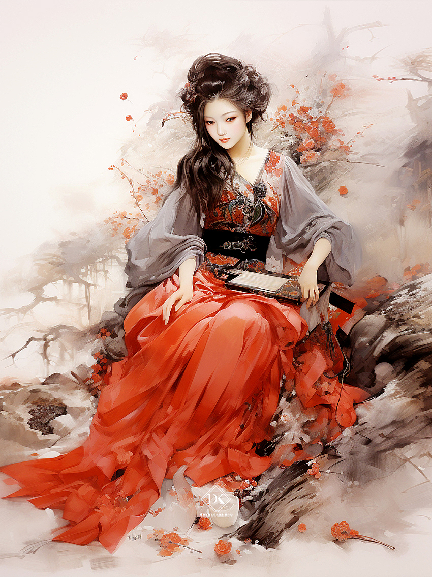 红楼--黛玉葬花（图ZMzc3MTI2MDMy） - AI作品 - 站酷设计师唯菊绘AI原创素材 - 站酷ZCOOL