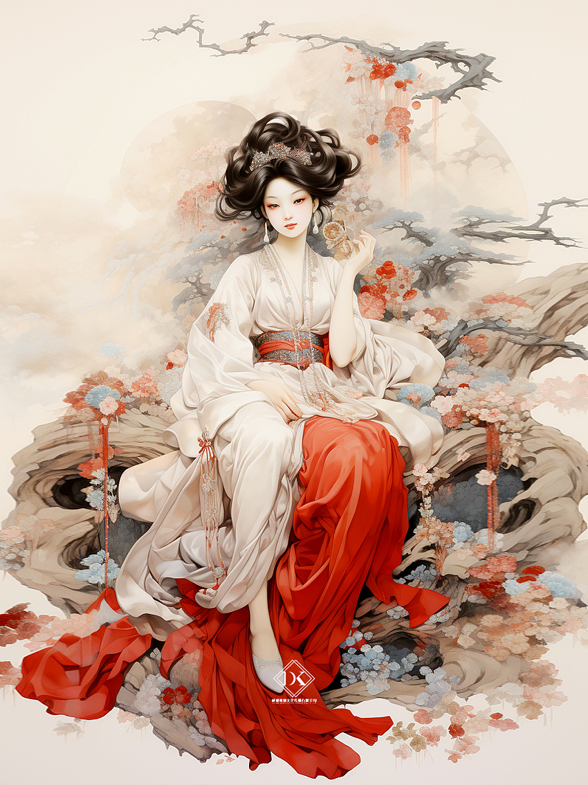 红楼--黛玉葬花（图ZMzc3MTI2MDQ0） - AI作品 - 站酷设计师唯菊绘AI原创素材 - 站酷ZCOOL