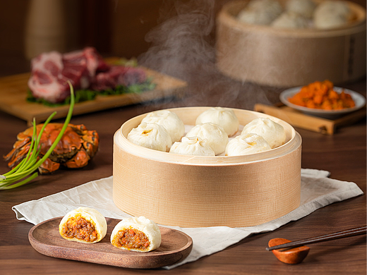 美食摄影/蟹黄小笼包