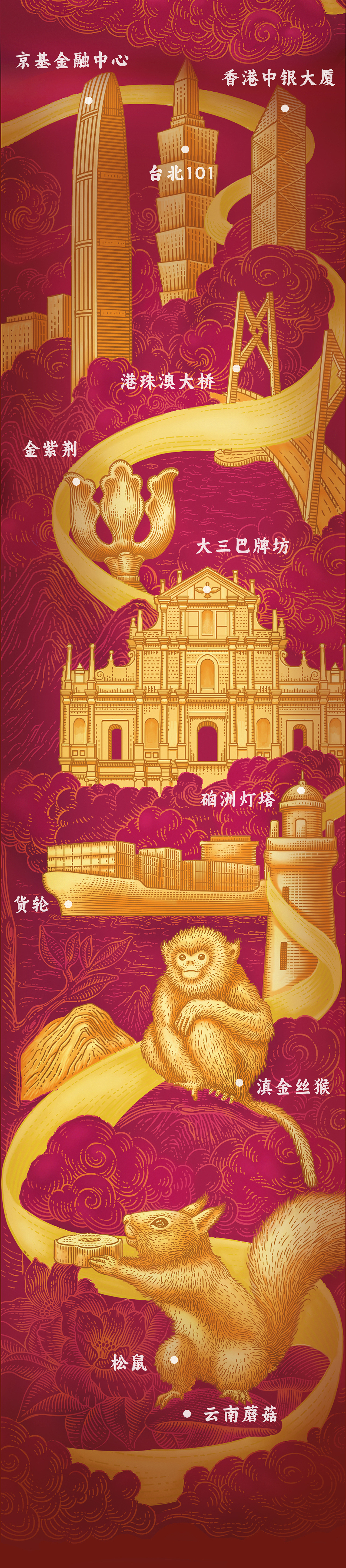 三只松鼠丨山河献礼 中秋礼盒插画包装设计