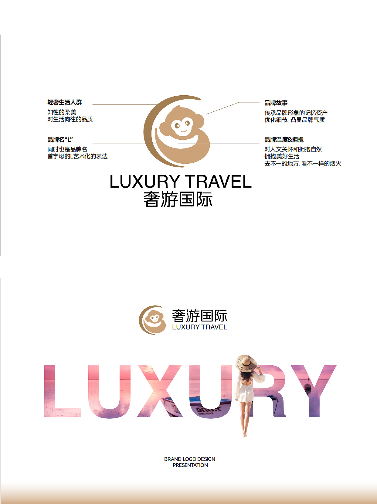 奢游国际旅游logo 深情的告别  猴子ip