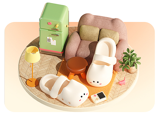 Cat slippers踩屎感拖鞋视觉设计