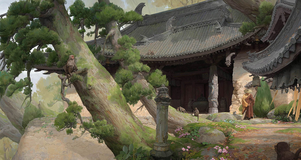 艺数绘讲师作品分享|陈克凡《山中寺》（图ZMzc3MTc1OTUy） - 游戏原画 - 站酷设计师艺数绘CG原创素材 - 站酷ZCOOL