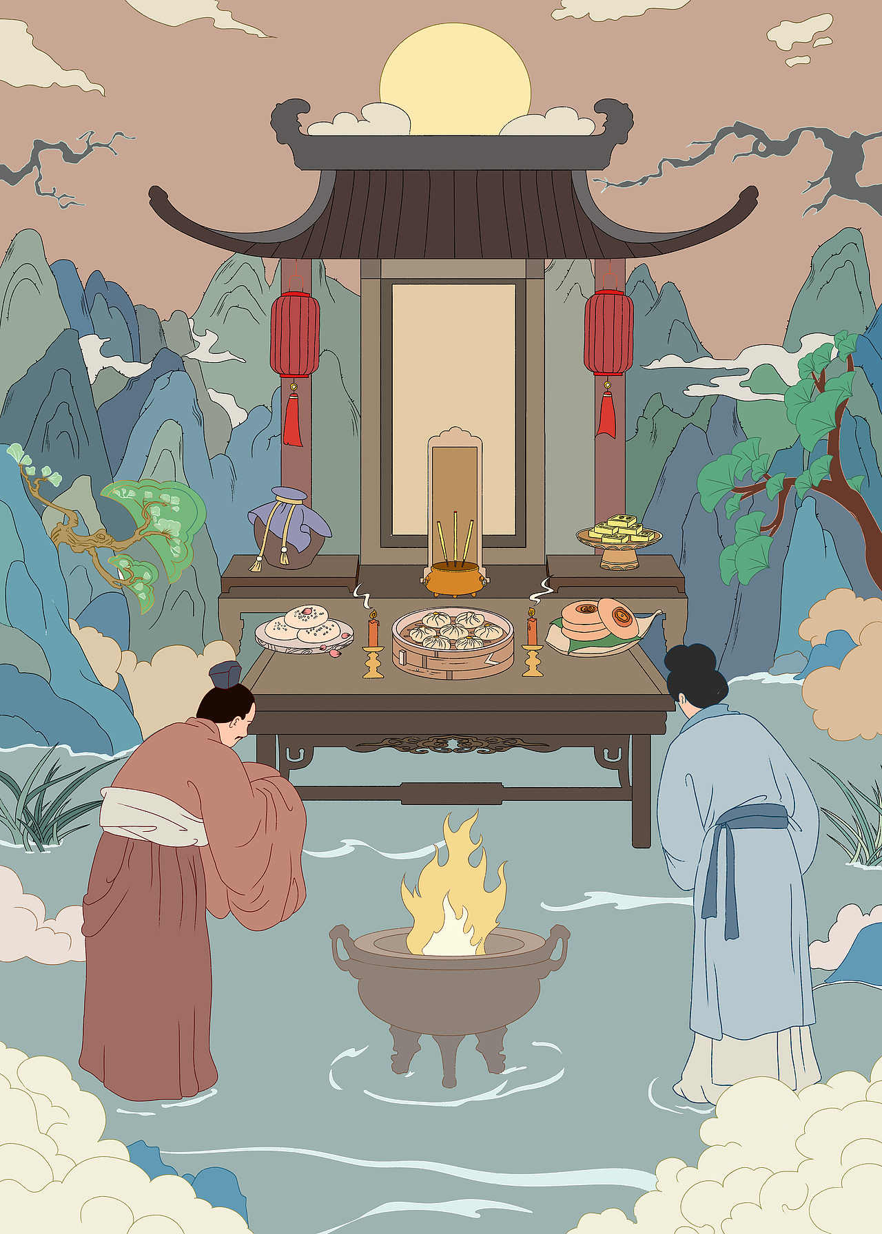 下元节水官解厄祭祖消灾（图ZMzc3MjAzMjEy） - 商业插画 - 站酷设计师真多摩尼原创素材 - 站酷ZCOOL