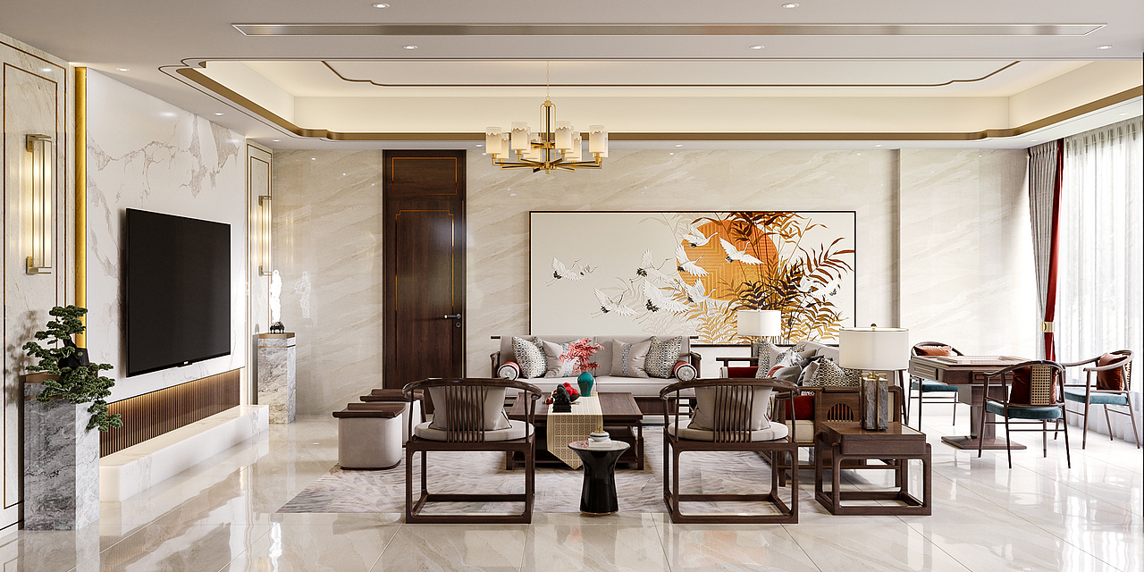 新中式别墅渲染