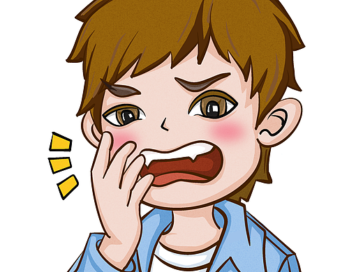 口腔医美插画 牙齿疼痛 男孩牙疼漫画 